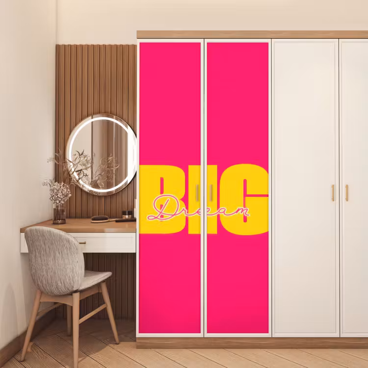 Dream big - Roze - Geel - Minimalistisch deurposter klein -sfeer3