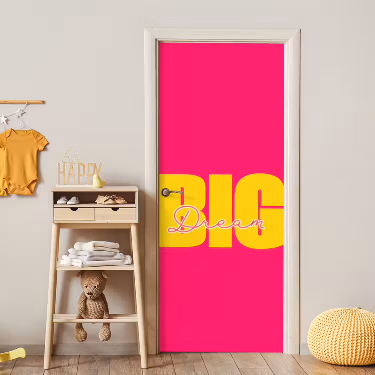 Dream big - Roze - Geel - Minimalistisch deurposter klein -sfeer4