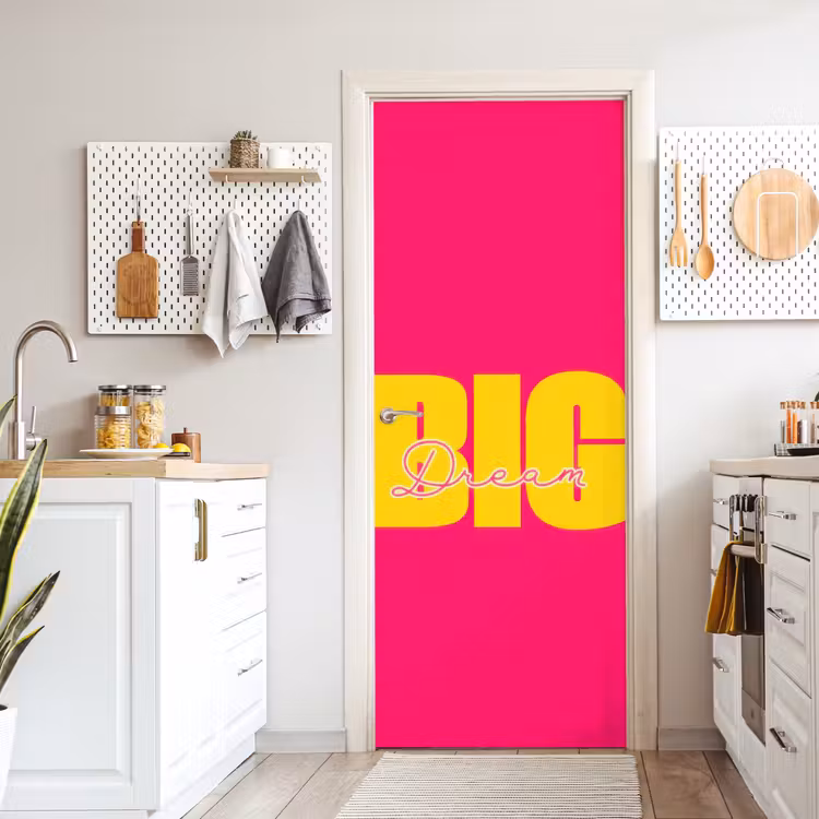 Dream big - Roze - Geel - Minimalistisch deurposter klein -sfeer5