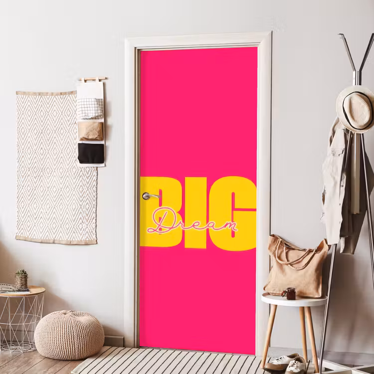 Dream big - Roze - Geel - Minimalistisch deurposter klein -sfeer6