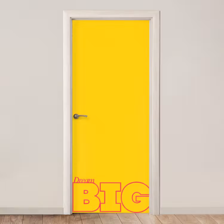 Dream big - Geel - Grafisch deurposter klein -3d_beige