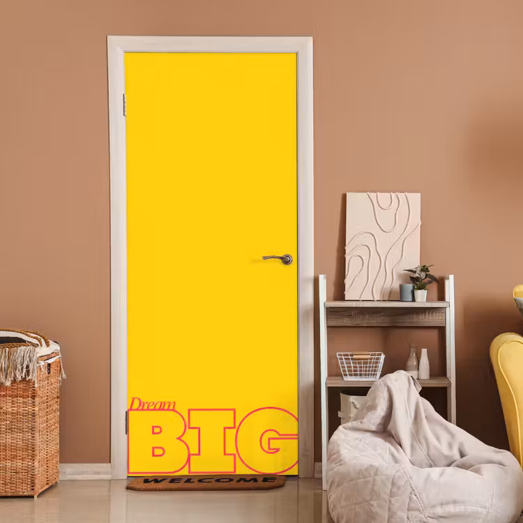 Dream big - Geel - Grafisch deurposter klein -sfeer1