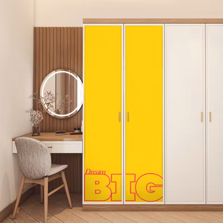 Dream big - Geel - Grafisch deurposter klein -sfeer3