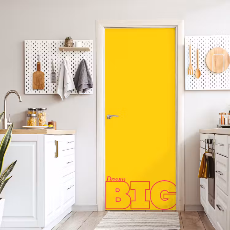 Dream big - Geel - Grafisch deurposter klein -sfeer5