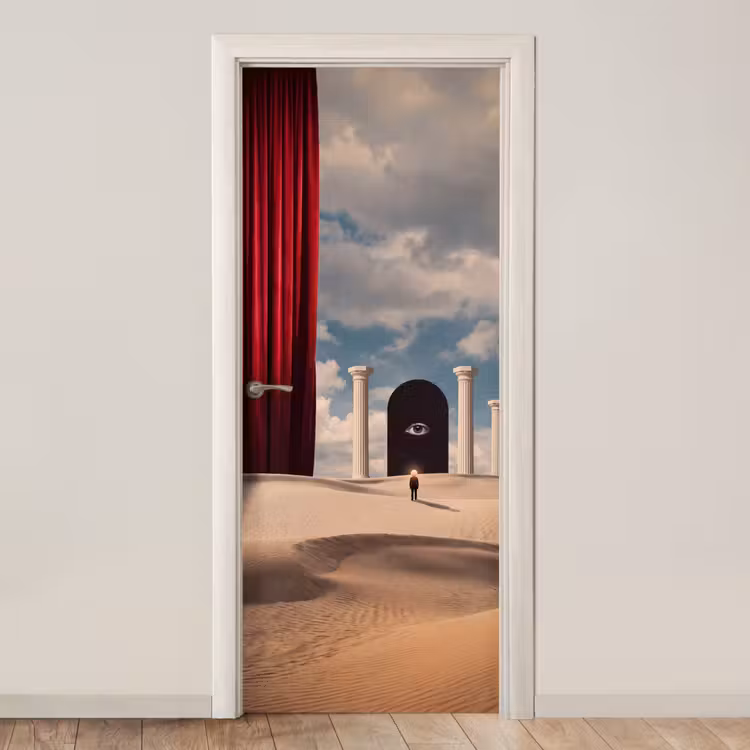 Door sticker - Dream - Desert - Eye - Droom - Woestijn - Oog deurposter klein