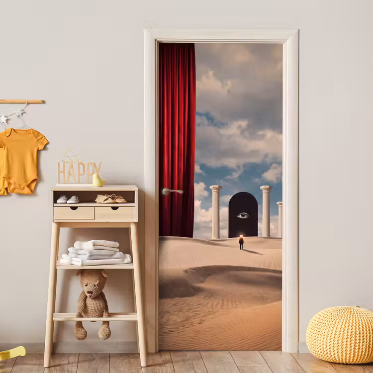 Door sticker - Dream - Desert - Eye - Droom - Woestijn - Oog deurposter klein