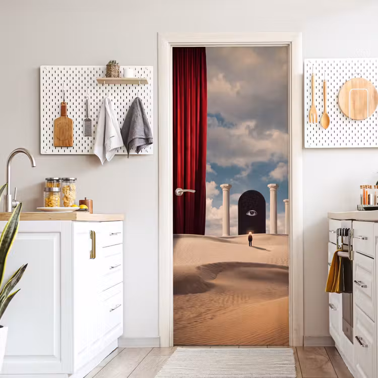 Door sticker - Dream - Desert - Eye - Droom - Woestijn - Oog deurposter klein