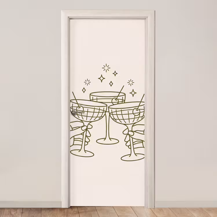 Drankjes - Feest - Proosten - Minimalistisch - Groen deurposter klein -3d_beige
