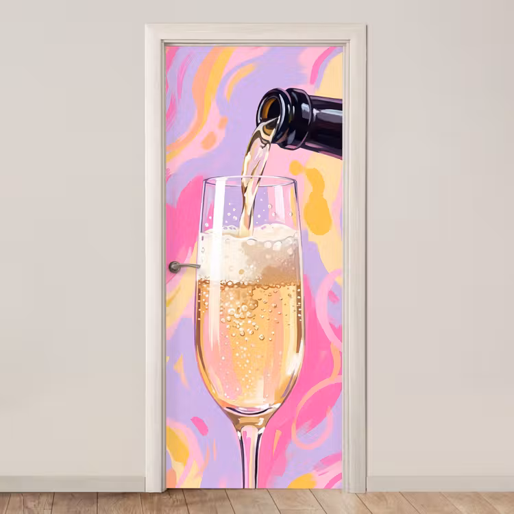 Drank - Inschenken - Feest - Abstract - Roze deurposter klein -3d_beige