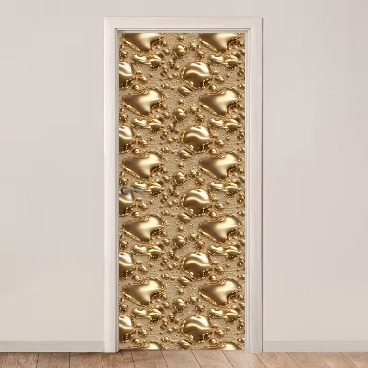 Druppels - Organisch - Goud deurposter klein 289 -3d_beige