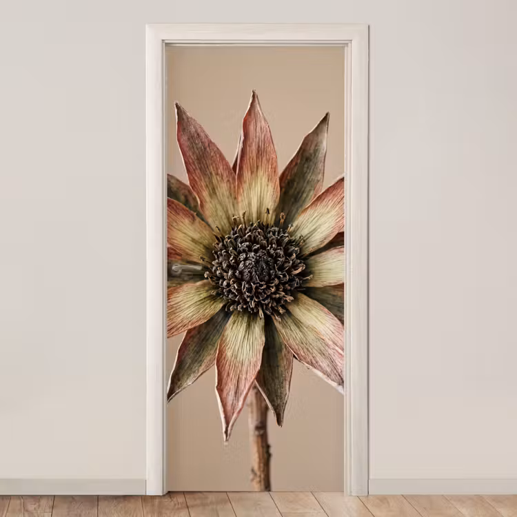 Droogbloem - Protea - Vintage - Beige - Rustiek deurposter klein -3d_beige