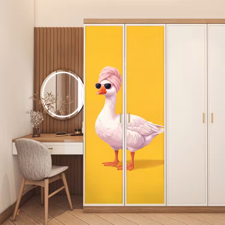 Eend - Zonnebril - Geel deurposter klein -sfeer3