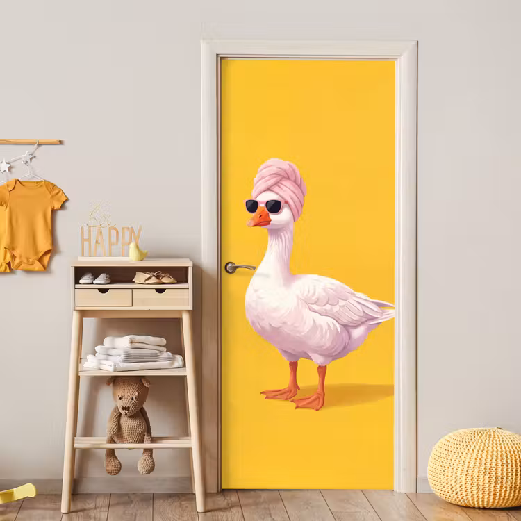 Eend - Zonnebril - Geel deurposter klein -sfeer4
