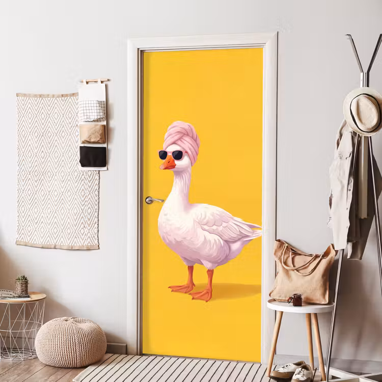 Eend - Zonnebril - Geel deurposter klein -sfeer6