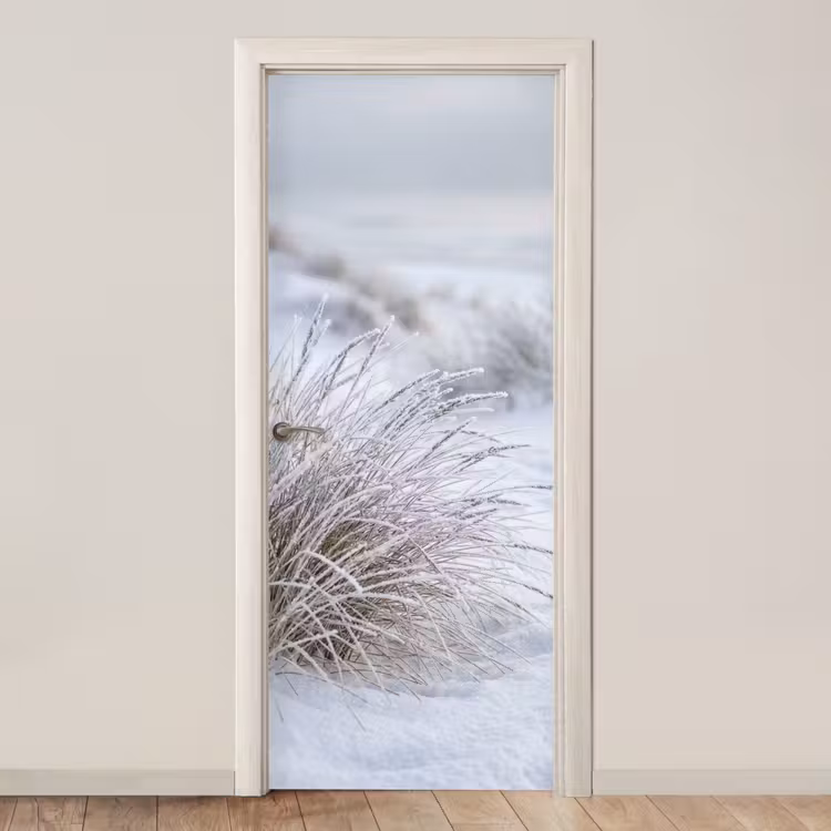 Duinen - Sneeuw - Strand - Winter - Serene deurposter klein -3d_beige