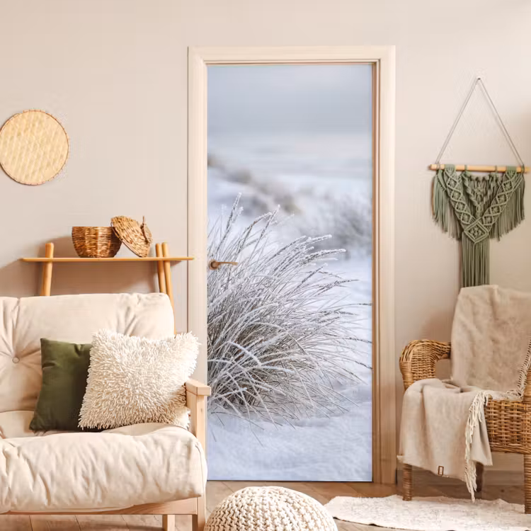 Duinen - Sneeuw - Strand - Winter - Serene deurposter klein -sfeer2