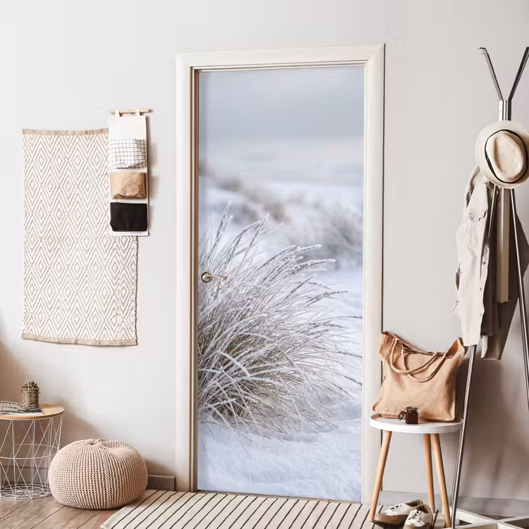 Duinen - Sneeuw - Strand - Winter - Serene deurposter klein -sfeer6