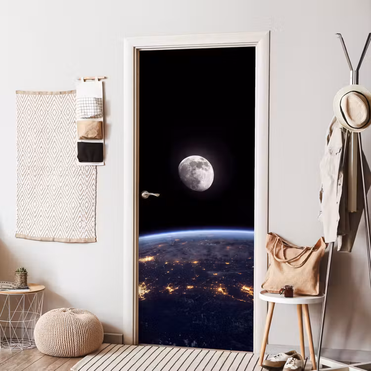 Door sticker - Earth - Night - Space - Aarde - Nacht - Ruimte deurposter klein