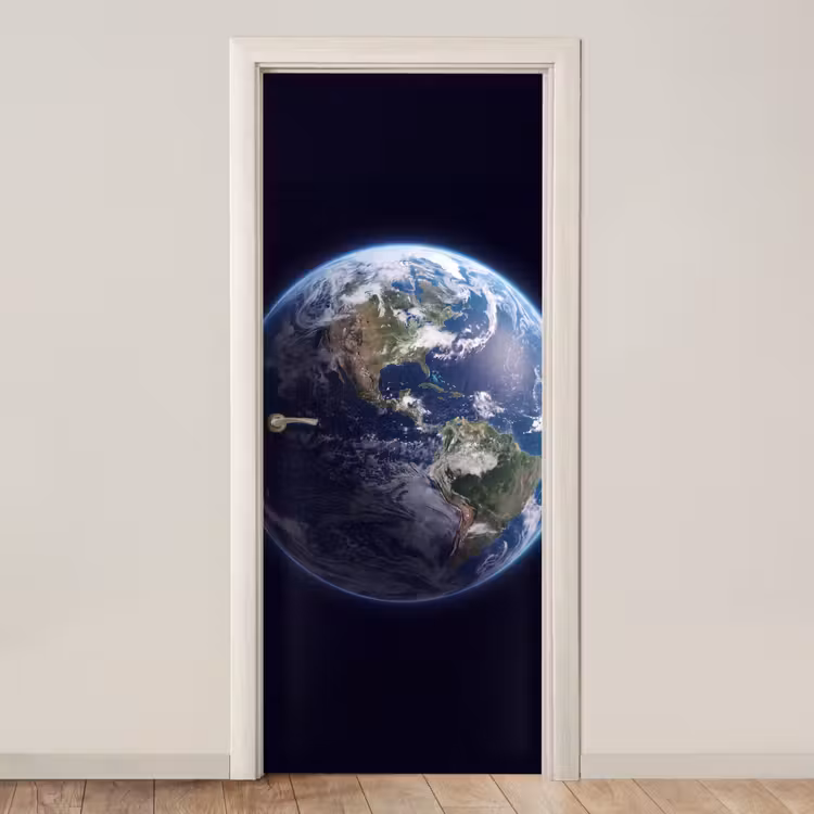 Door sticker - Earth - Space - Cosmos - Aarde - Ruimte - Kosmos deurposter klein