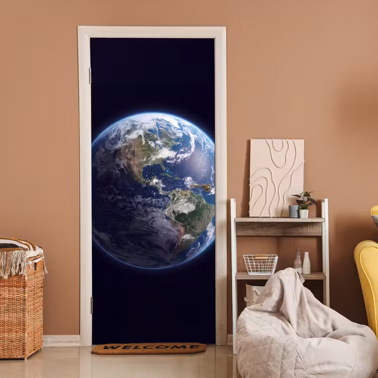 Door sticker - Earth - Space - Cosmos - Aarde - Ruimte - Kosmos deurposter klein