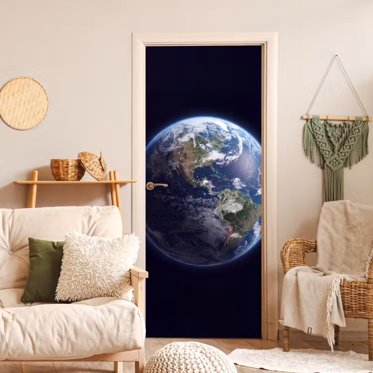 Door sticker - Earth - Space - Cosmos - Aarde - Ruimte - Kosmos deurposter klein