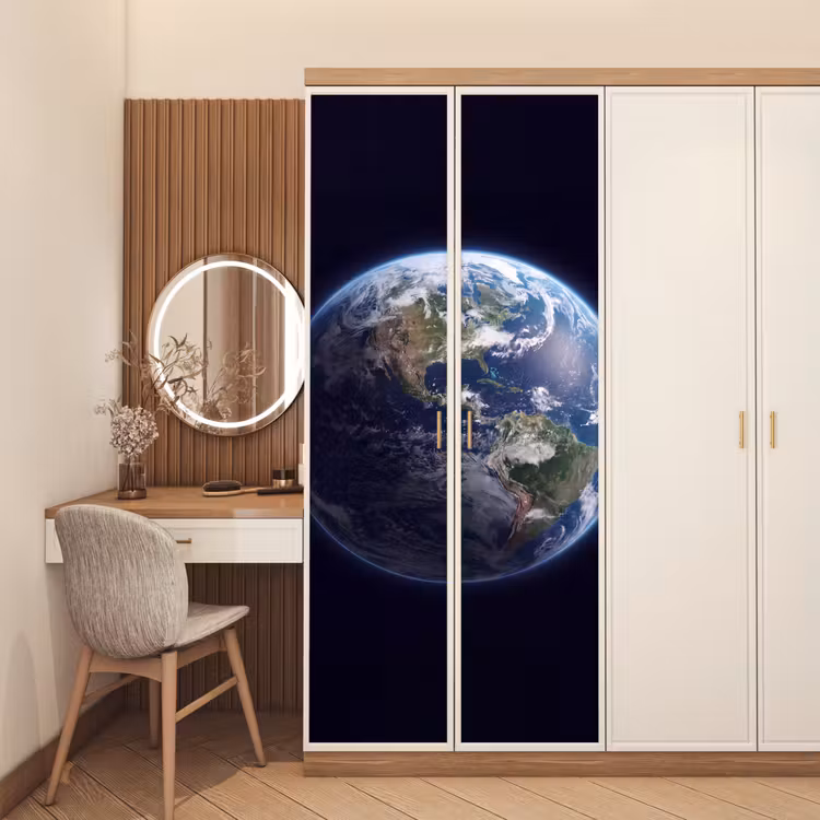 Door sticker - Earth - Space - Cosmos - Aarde - Ruimte - Kosmos deurposter klein