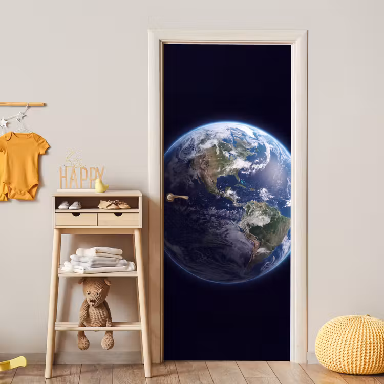 Door sticker - Earth - Space - Cosmos - Aarde - Ruimte - Kosmos deurposter klein