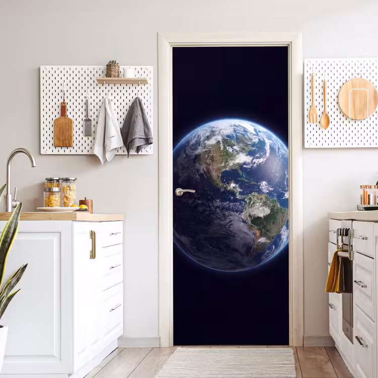 Door sticker - Earth - Space - Cosmos - Aarde - Ruimte - Kosmos deurposter klein