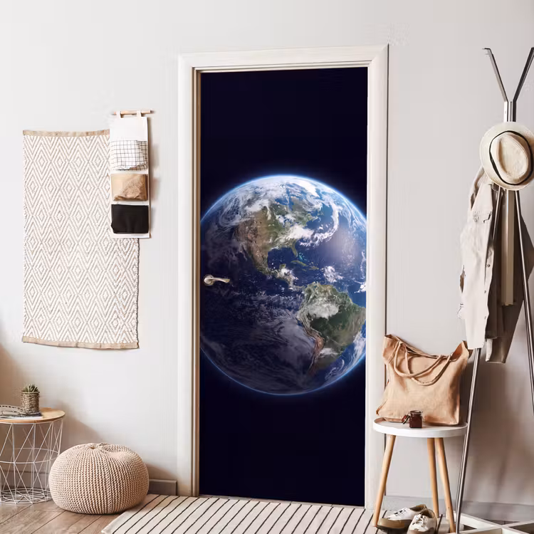 Door sticker - Earth - Space - Cosmos - Aarde - Ruimte - Kosmos deurposter klein