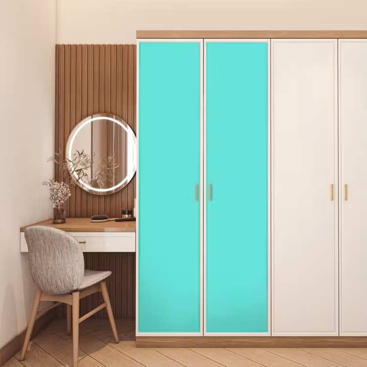 Electric - Cyan - Turkoois deurposter klein 289 -sfeer3
