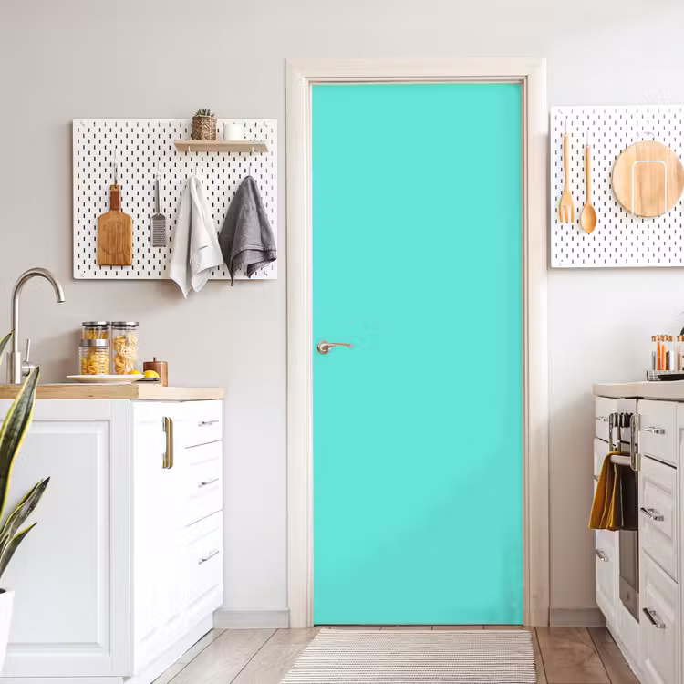 Electric - Cyan - Turkoois deurposter klein 289 -sfeer5
