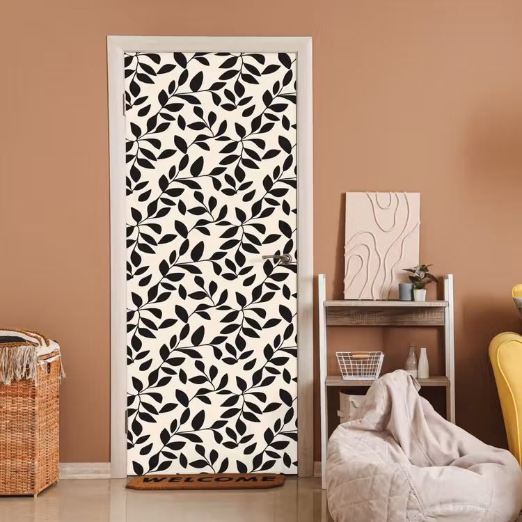 Elegant - Patroon - Zwart - Beige deurposter klein 289 -sfeer1