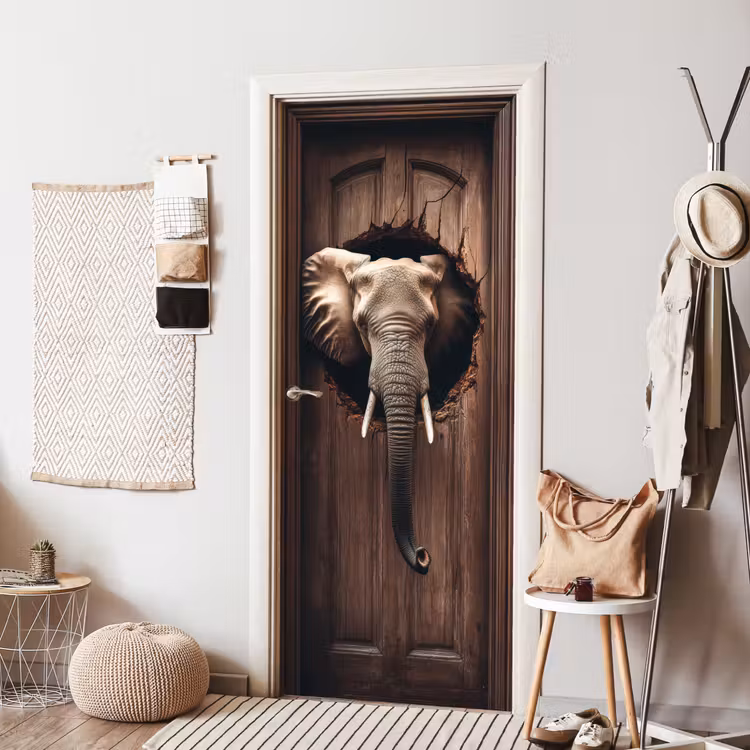 Olifant - Doorkijk - Deur - Houtlook deurposter klein -sfeer6