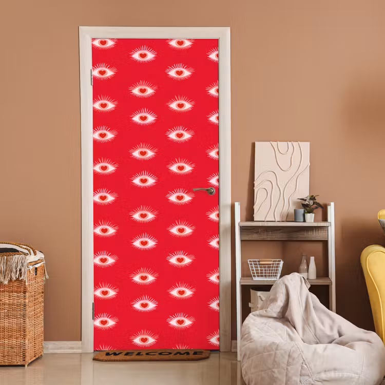 Ogen - Hart - Abstract - Rood - Roze deurposter klein 289 -sfeer1