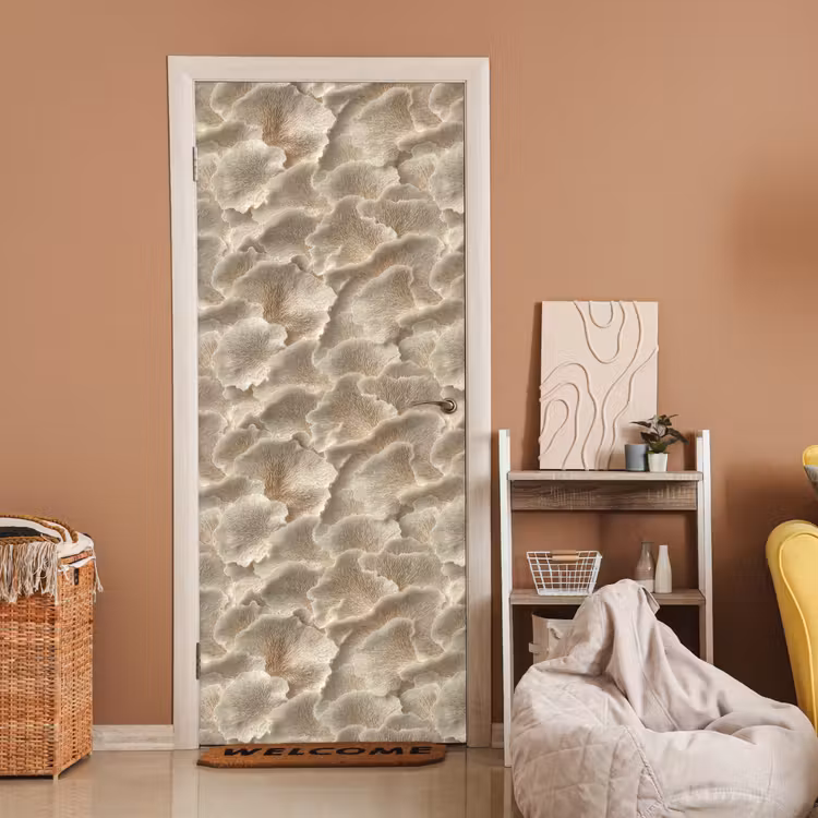 Waaierstructuren - Beige - Vezeltextuur deurposter klein 289 -sfeer1