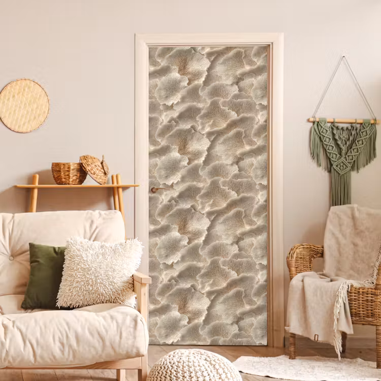 Waaierstructuren - Beige - Vezeltextuur deurposter klein 289 -sfeer2