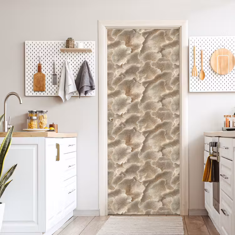 Waaierstructuren - Beige - Vezeltextuur deurposter klein 289 -sfeer5