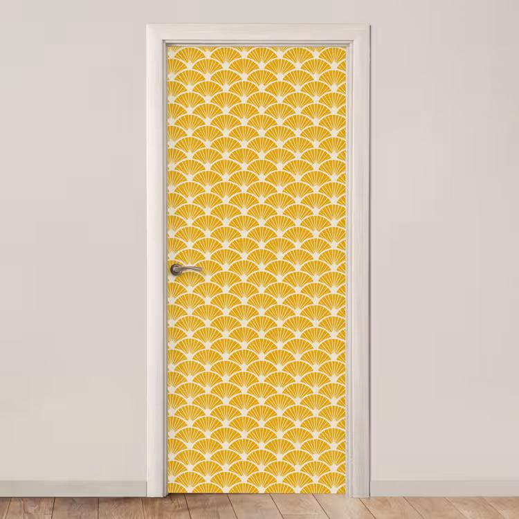 Waaiers - Art Deco - Retro - Okergeel deurposter klein 289 -3d_beige