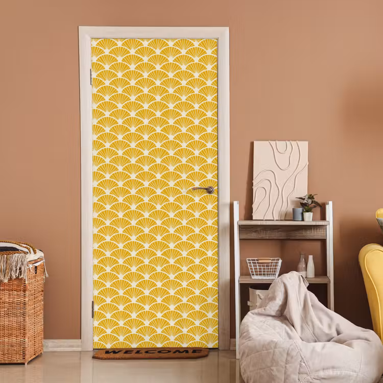 Waaiers - Art Deco - Retro - Okergeel deurposter klein 289 -sfeer1