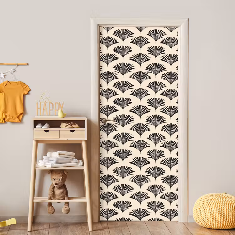 Waaiers - Botanisch - Zwart - Beige deurposter klein 289 -sfeer4