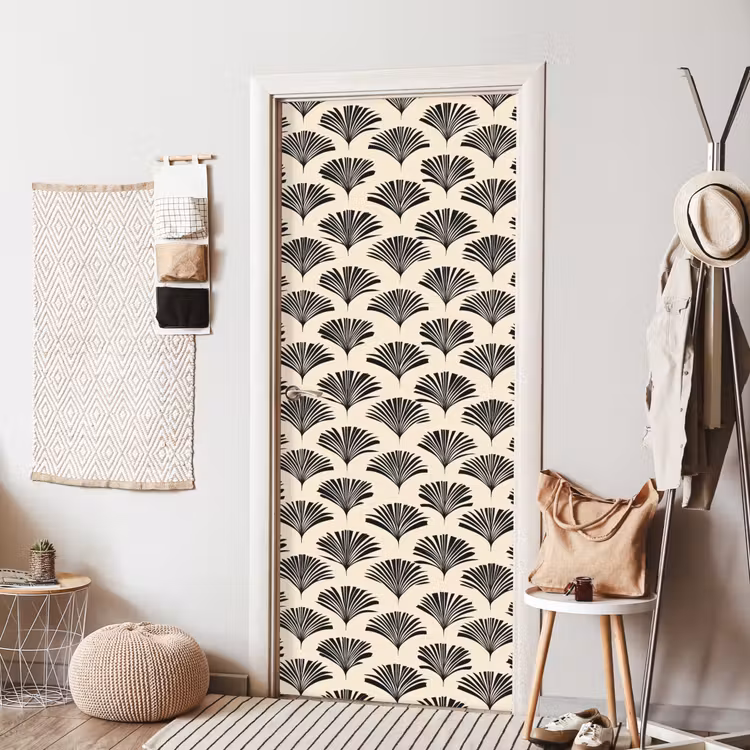 Waaiers - Botanisch - Zwart - Beige deurposter klein 289 -sfeer6