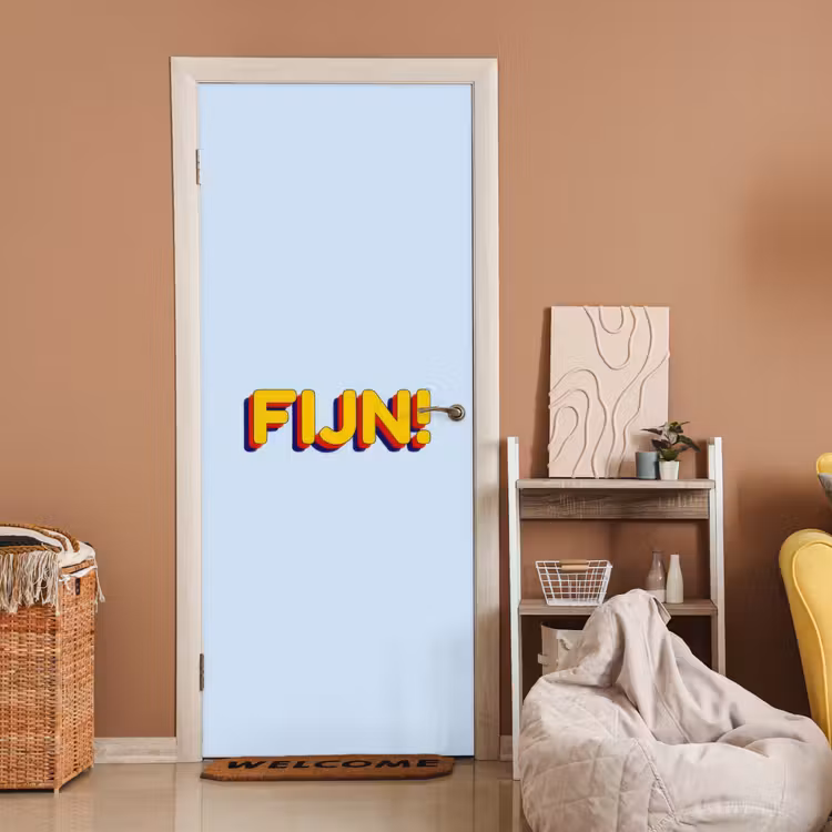 Fijn - Geel - Oranje deurposter klein -sfeer1