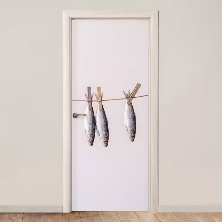 Door sticker - Fish - Hanging - Food - Vis - Hangend - Eten deurposter klein