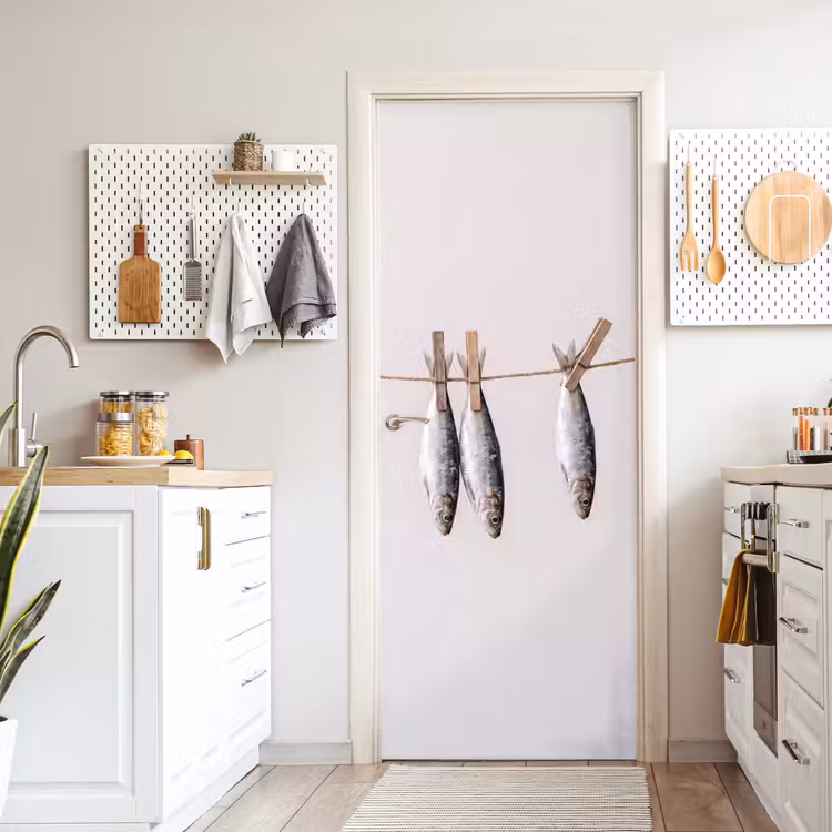 Door sticker - Fish - Hanging - Food - Vis - Hangend - Eten deurposter klein