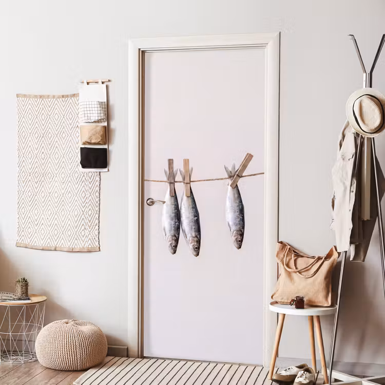 Door sticker - Fish - Hanging - Food - Vis - Hangend - Eten deurposter klein