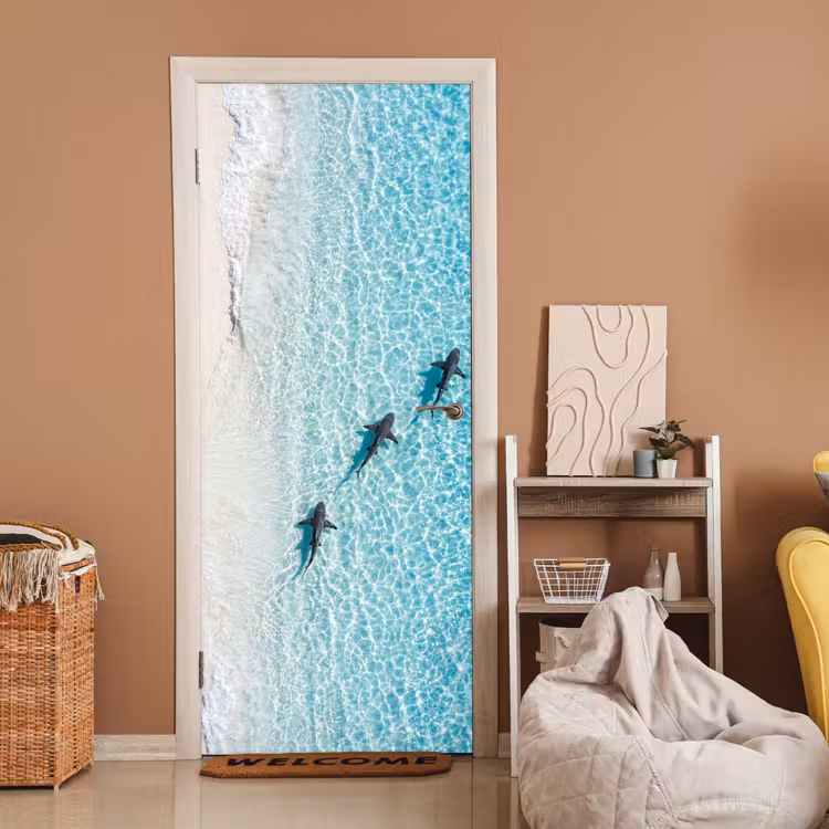 Vis - Oceaan - Strand - Turquoise - Natuur deurposter klein -sfeer1