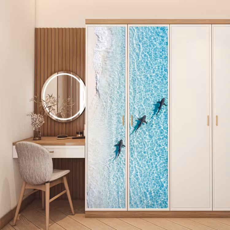 Vis - Oceaan - Strand - Turquoise - Natuur deurposter klein -sfeer3
