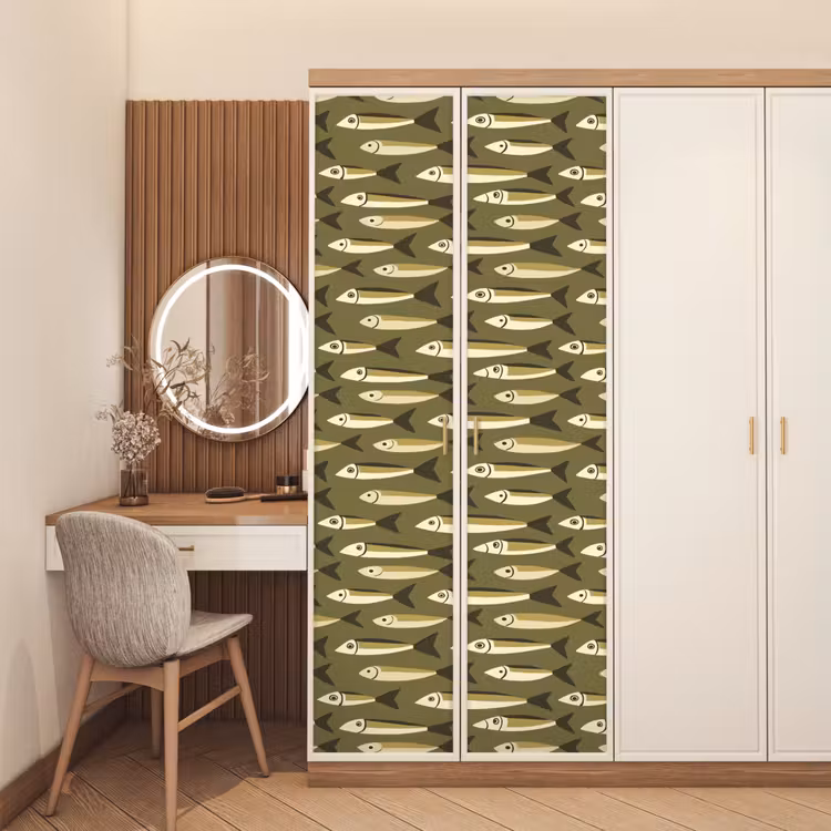 Vis - Patroon - Groen deurposter klein 289 -sfeer3