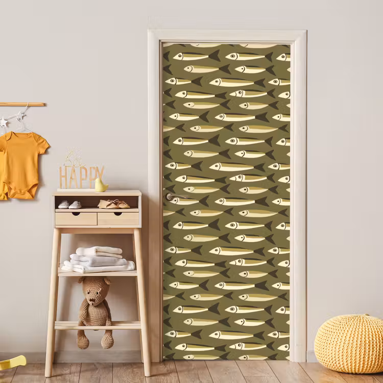 Vis - Patroon - Groen deurposter klein 289 -sfeer4
