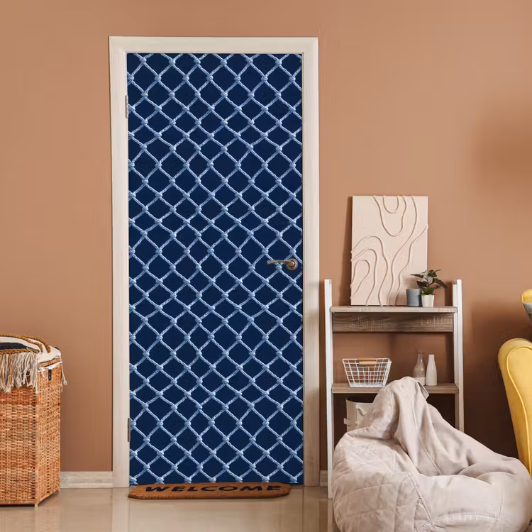 Visnet - Touw - Patroon - Marineblauw deurposter klein 289 -sfeer1